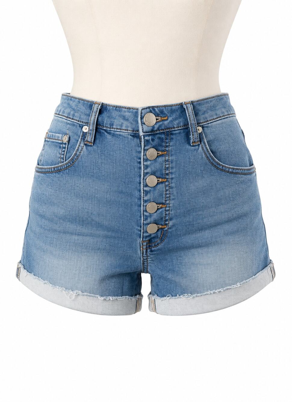 One Teaspoon Button Fly Cuffed Denim Shorts - Size 25